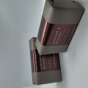 2 B&BW Mens Cleasing Shea Butter Bar Soap  LEATHER & BRANDY